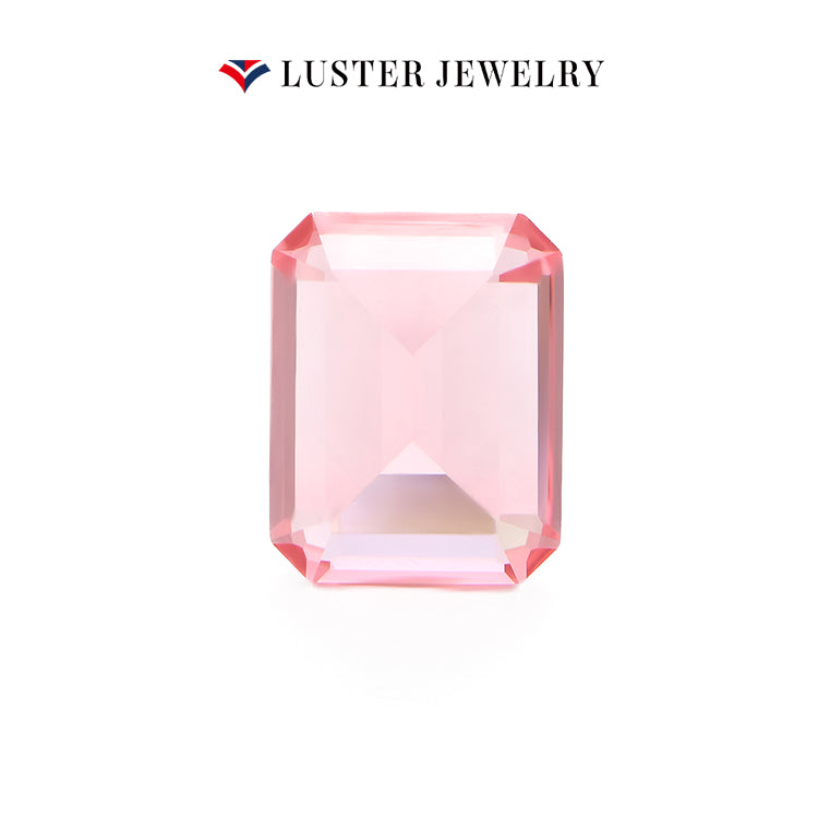Lab Created Padparadscha Sapphire Emerlad Cut