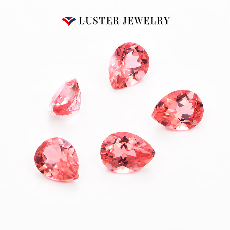 Lab Created Padparadscha Sapphire Pear Cut