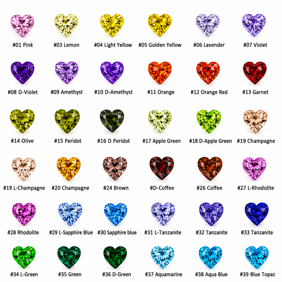 Lab Created Colored Cubic Zirconia Heart Cut